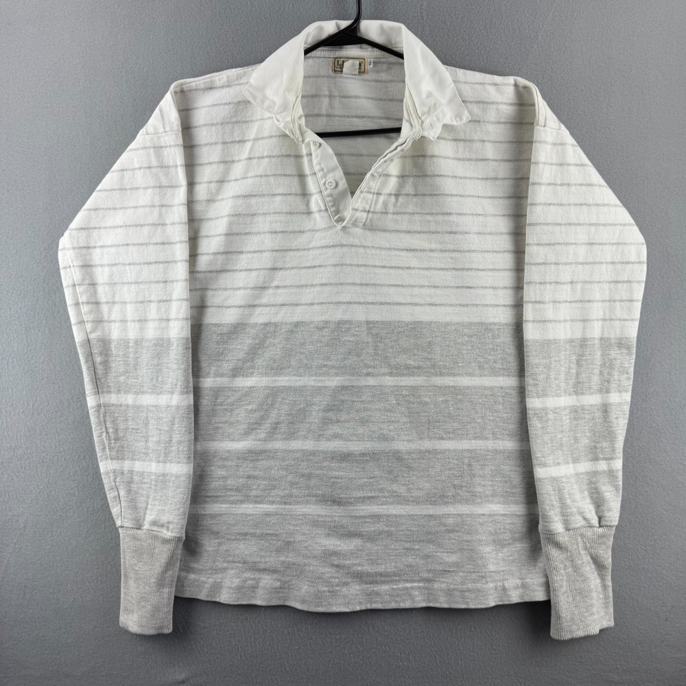 Vintage LL Bean Rugby Shirt Mens XL Striped Heavy Cotton 90s Made in USA